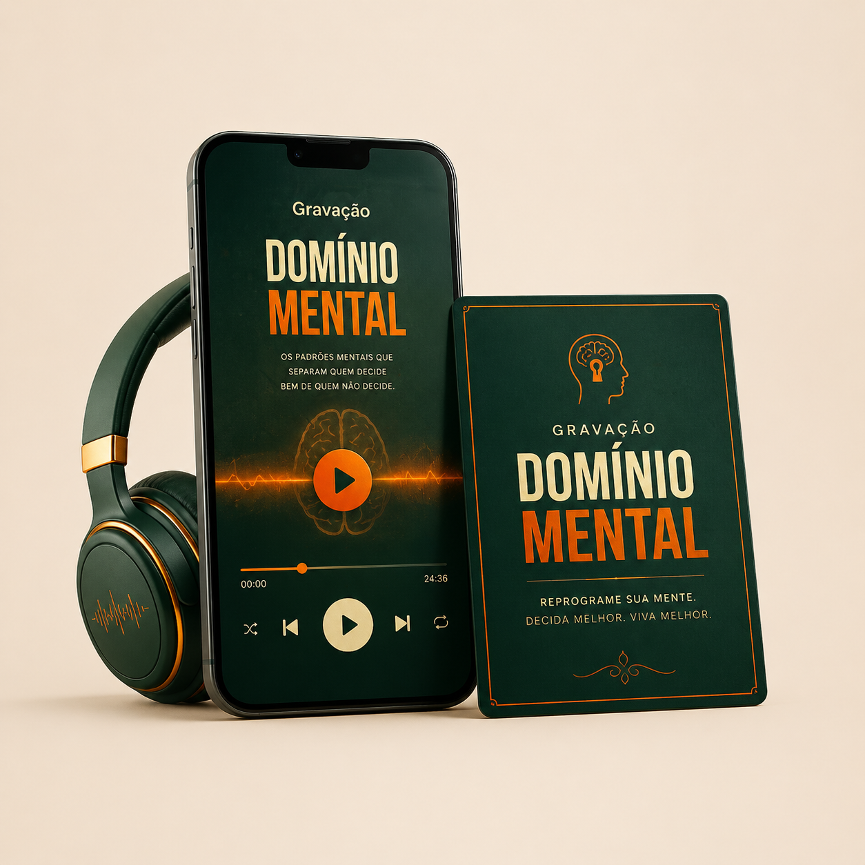 Mockup 3D de Bônus: Gravação Domínio Mental